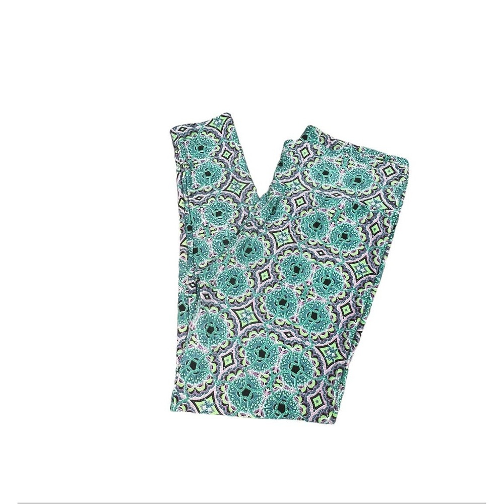 Lularoe Leggings Tall‎ and Curvy Women Green Floral Athleisure Yoga 32x27